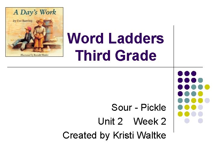 Word Ladders Third Grade Sour - Pickle Unit 2 Week 2 Created by Kristi