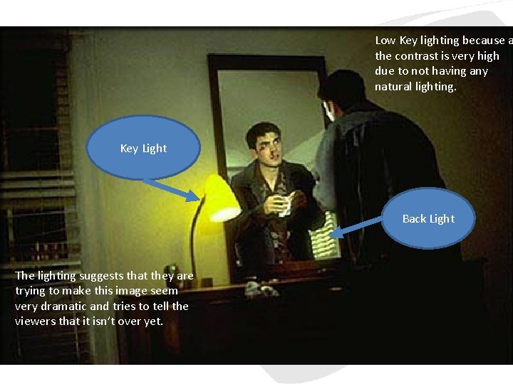 Low Key lighting because a the contrast is very high due to not having