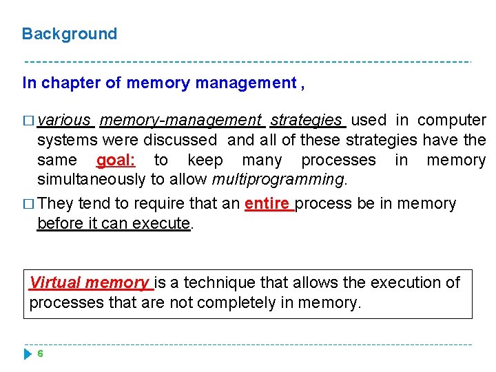 Background In chapter of memory management , � various memory-management strategies used in computer