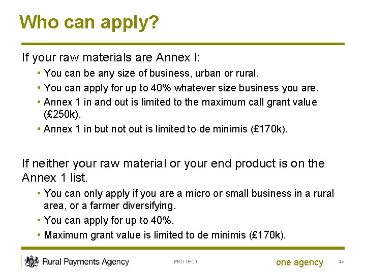 Who can apply? If your raw materials are Annex I: • You can be