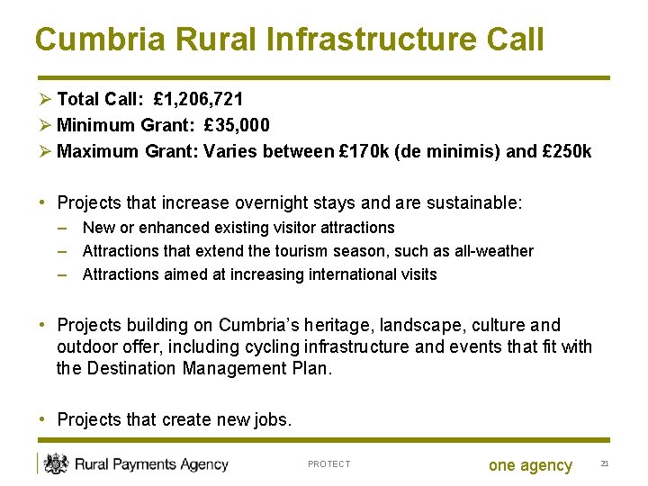 Cumbria Rural Infrastructure Call Ø Total Call: £ 1, 206, 721 Ø Minimum Grant: