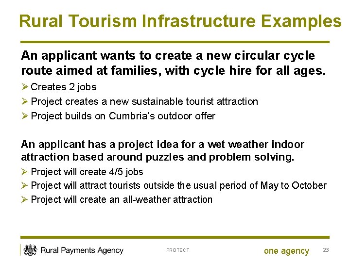 Rural Tourism Infrastructure Examples An applicant wants to create a new circular cycle route