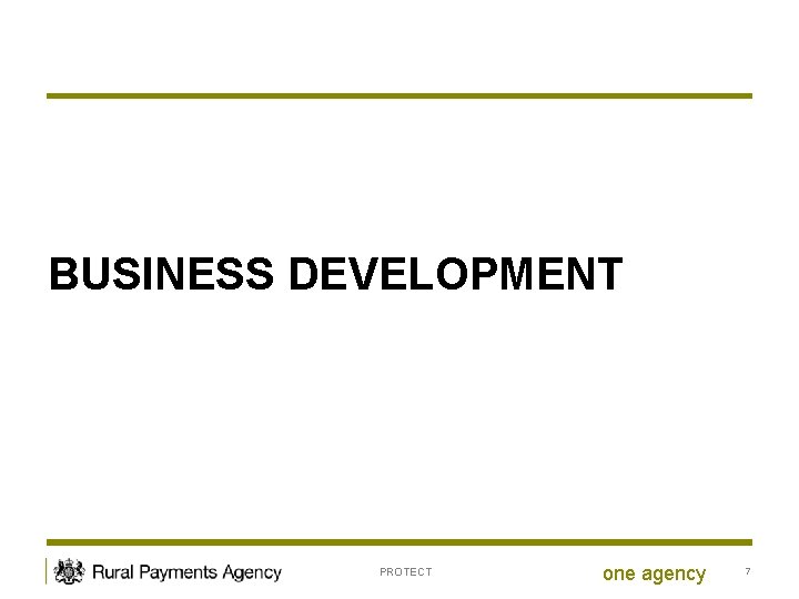 BUSINESS DEVELOPMENT PROTECT one agency 7 