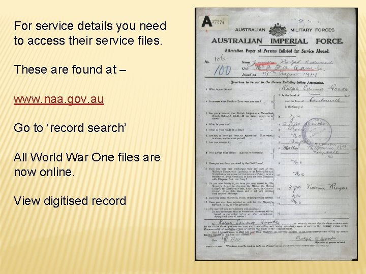 For service details you need to access their service files. These are found at