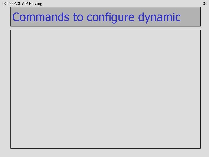 IST 228Ch 5IP Routing Commands to configure dynamic 24 