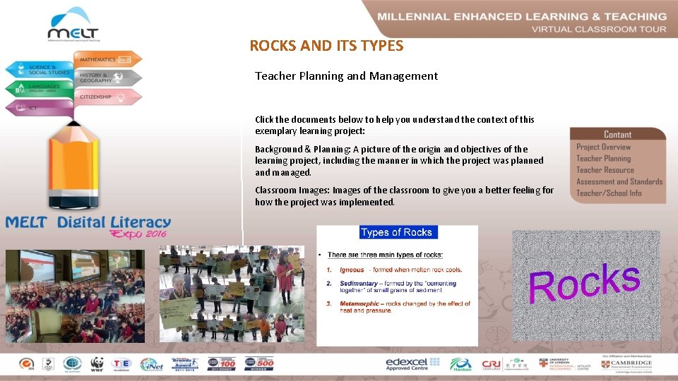ROCKS AND ITS TYPES Teacher Planning and Management Click the documents below to help