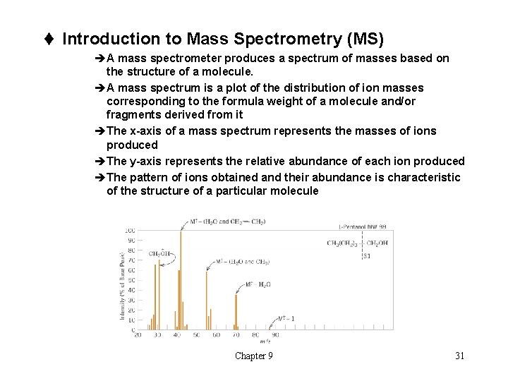 t Introduction to Mass Spectrometry (MS) èA mass spectrometer produces a spectrum of masses