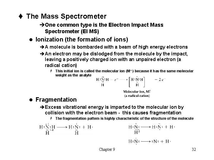 t The Mass Spectrometer èOne common type is the Electron Impact Mass Spectrometer (EI