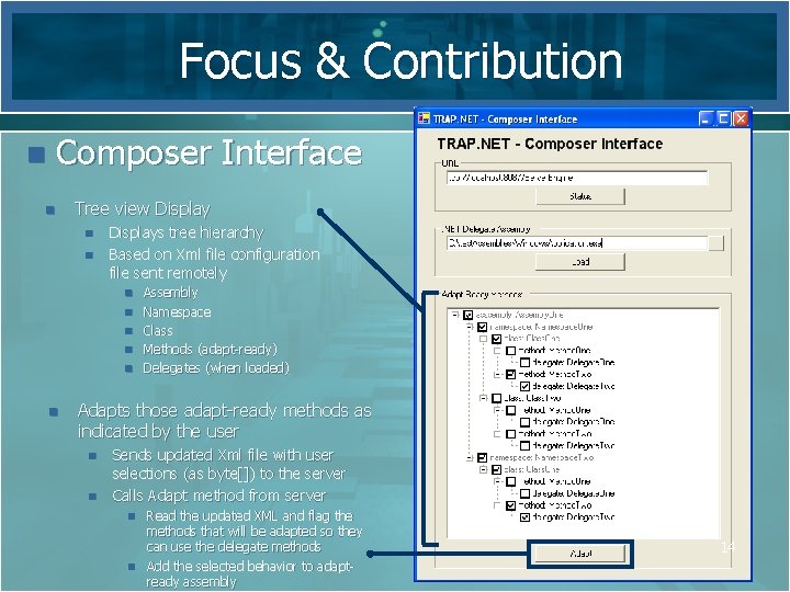 Focus & Contribution Composer Interface n n Tree view Display n n Displays tree Focus & Contribution Composer Interface n n Tree view Display n n Displays tree