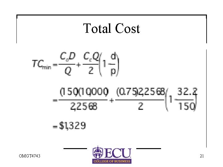 Total Cost OMGT 4743 21 