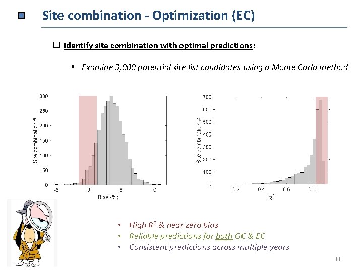 Site combination - Optimization (EC) q Identify site combination with optimal predictions: § Examine