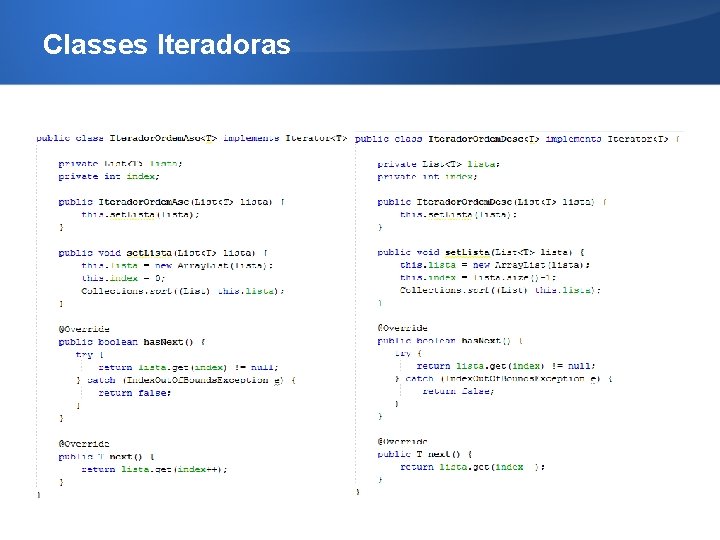 Classes Iteradoras 