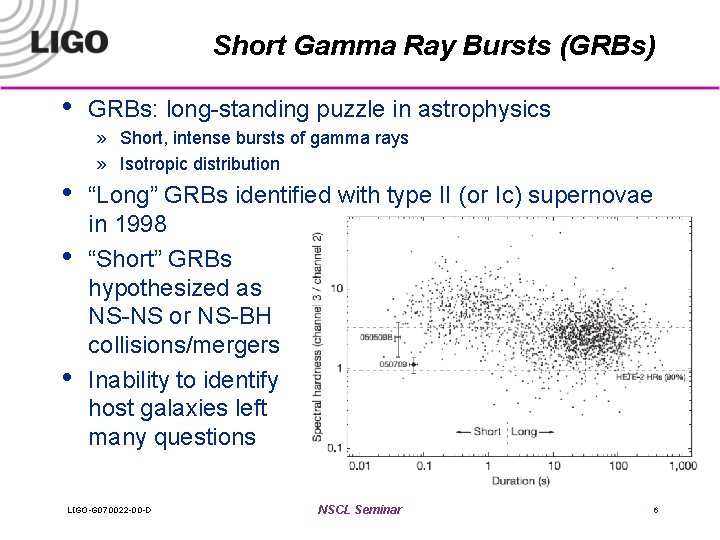 Short Gamma Ray Bursts (GRBs) • • GRBs: long-standing puzzle in astrophysics » Short,