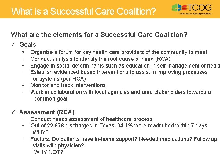 What is a Successful Care Coalition? What are the elements for a Successful Care