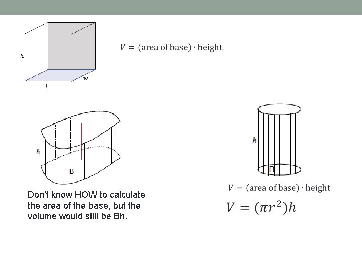  Don’t know HOW to calculate the area of the base, but the volume
