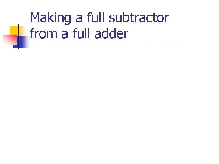 Making a full subtractor from a full adder 