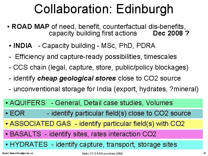 Collaboration: Edinburgh • ROAD MAP of need, benefit, counterfactual dis-benefits, capacity building first actions