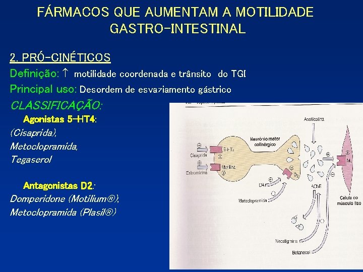 FÁRMACOS QUE AUMENTAM A MOTILIDADE GASTRO-INTESTINAL 2. PRÓ-CINÉTICOS Definição: motilidade coordenada e trânsito do FÁRMACOS QUE AUMENTAM A MOTILIDADE GASTRO-INTESTINAL 2. PRÓ-CINÉTICOS Definição: motilidade coordenada e trânsito do