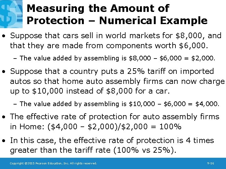Measuring the Amount of Protection – Numerical Example • Suppose that cars sell in