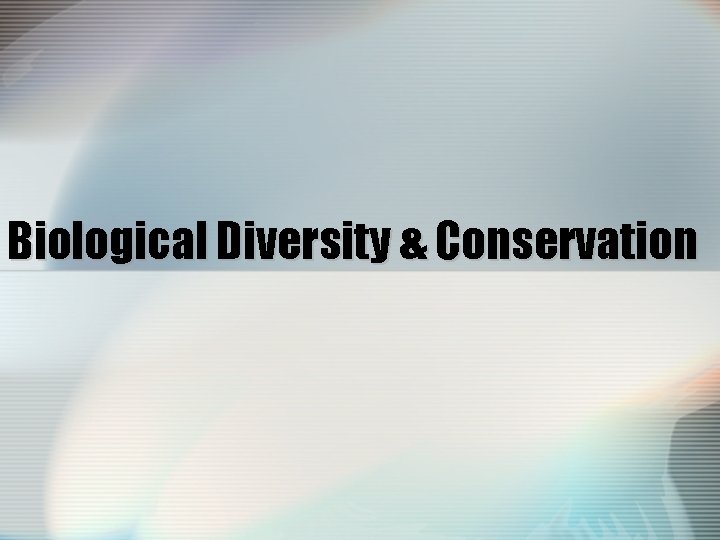 Biological Diversity & Conservation 