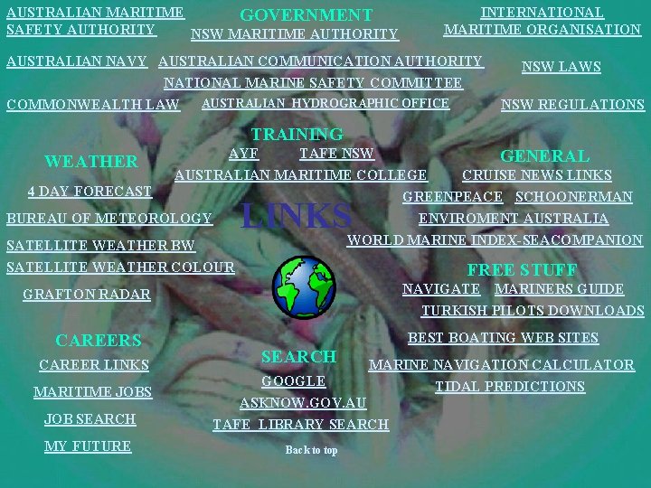 AUSTRALIAN MARITIME GOVERNMENT SAFETY AUTHORITY NSW MARITIME AUTHORITY INTERNATIONAL MARITIME ORGANISATION AUSTRALIAN NAVY AUSTRALIAN