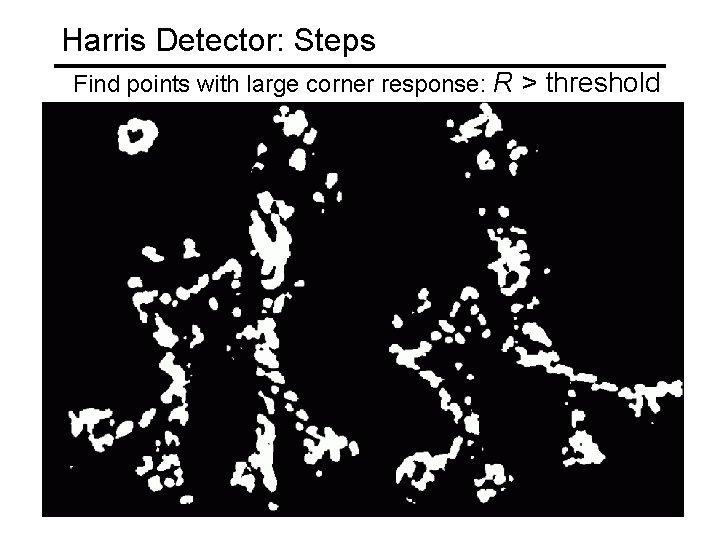 Harris Detector: Steps Find points with large corner response: R > threshold 
