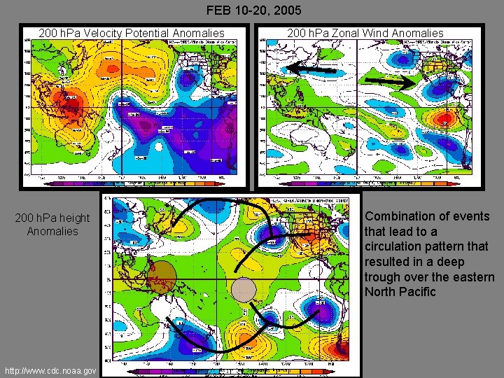 FEB 10 -20, 2005 200 h. Pa Velocity Potential Anomalies 200 h. Pa height