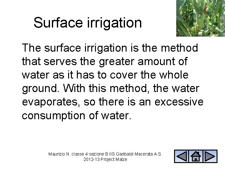 Surface irrigation The surface irrigation is the method that serves the greater amount of