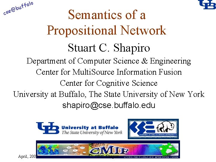 alo f buf @ cse Semantics of a Propositional Network Stuart C. Shapiro Department