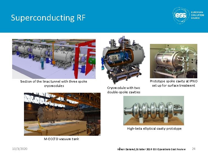 Superconducting RF Section of the linac tunnel with three spoke cryomodules Cryomodule with two