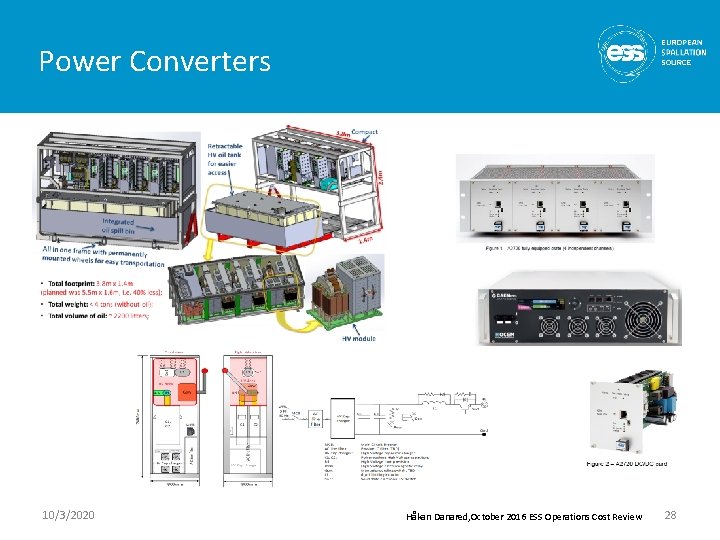 Power Converters 10/3/2020 Håkan Danared, October 2016 ESS Operations Cost Review 28 