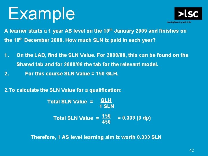 Example A learner starts a 1 year AS level on the 10 th January