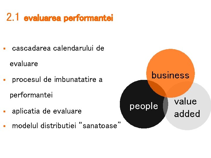 2. 1 § evaluarea performantei cascadarea calendarului de evaluare § procesul de imbunatatire a