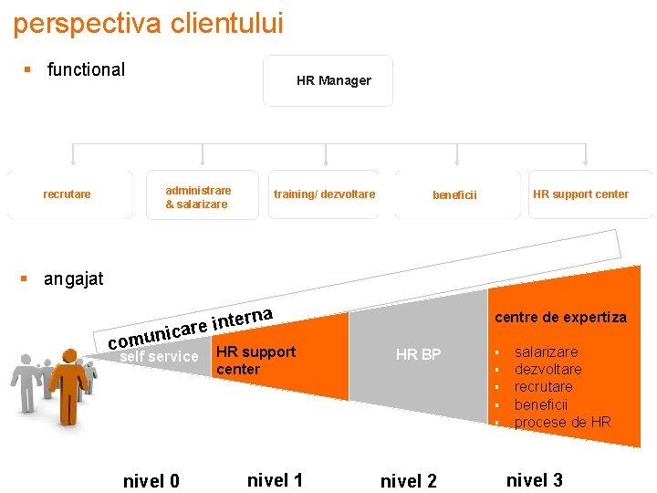 perspectiva clientului § functional recrutare HR Manager administrare & salarizare training/ dezvoltare HR support