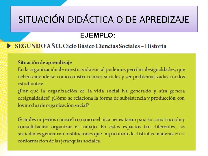 SITUACIÓN DIDÁCTICA O DE APREDIZAJE EJEMPLO: 