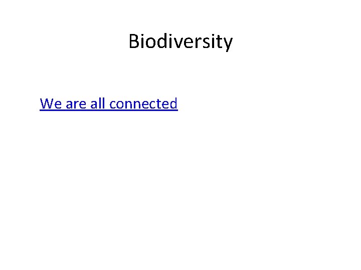 Biodiversity We are all connected Biodiversity We are all connected