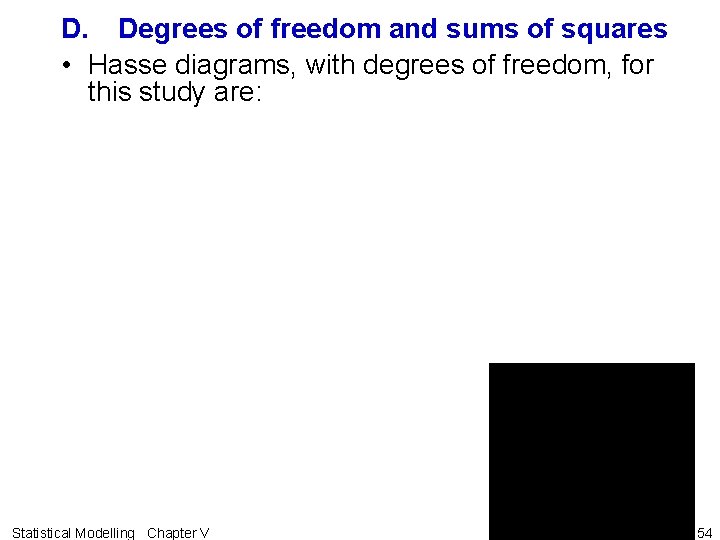 D. Degrees of freedom and sums of squares • Hasse diagrams, with degrees of