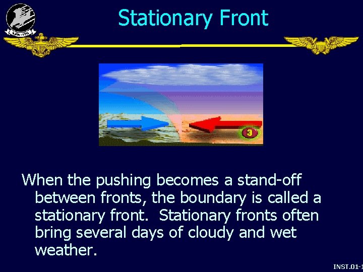 Stationary Front When the pushing becomes a stand-off between fronts, the boundary is called