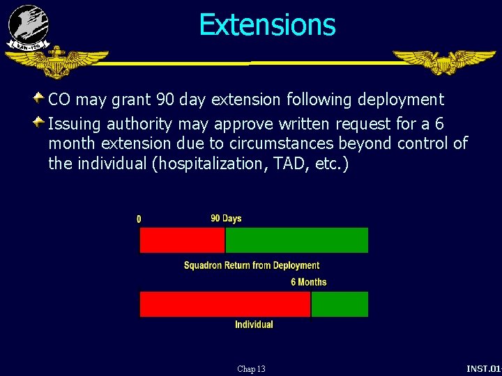 Extensions CO may grant 90 day extension following deployment Issuing authority may approve written