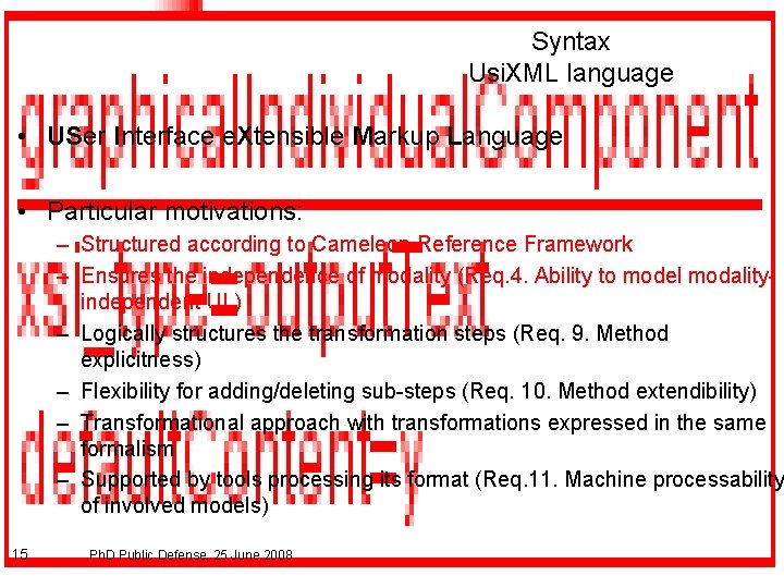 Syntax Usi. XML language • USer Interface e. Xtensible Markup Language • Particular motivations: