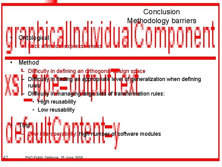 Conclusion Methodology barriers • Ontological – Lack of model expressiveness • Method – Difficulty