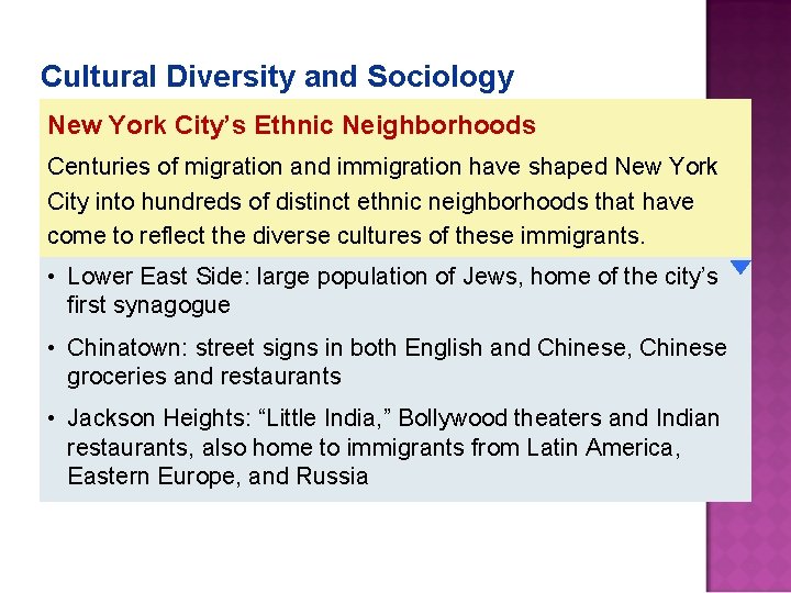 Cultural Diversity and Sociology New York City’s Ethnic Neighborhoods Centuries of migration and immigration