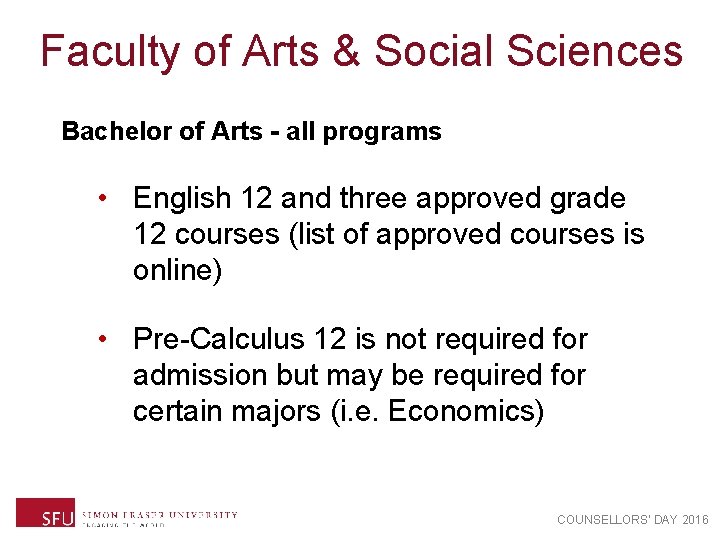 Faculty of Arts & Social Sciences Bachelor of Arts - all programs • English