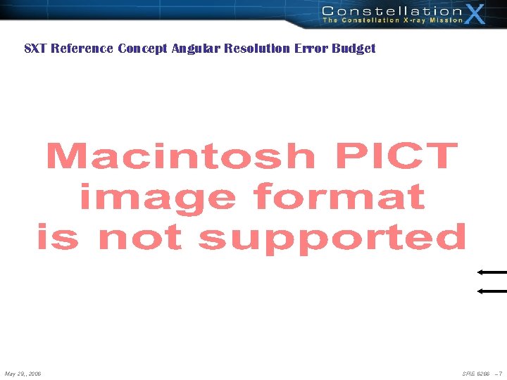 SXT Reference Concept Angular Resolution Error Budget May 29, , 2006 SPIE 6266 – SXT Reference Concept Angular Resolution Error Budget May 29, , 2006 SPIE 6266 –