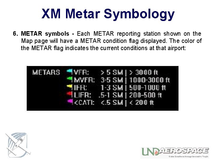 XM Metar Symbology 6. METAR symbols - Each METAR reporting station shown on the