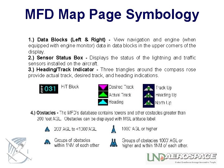 MFD Map Page Symbology 1. ) Data Blocks (Left & Right) - View navigation