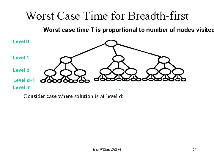 Worst Case Time for Breadth-first Worst case time T is proportional to number of