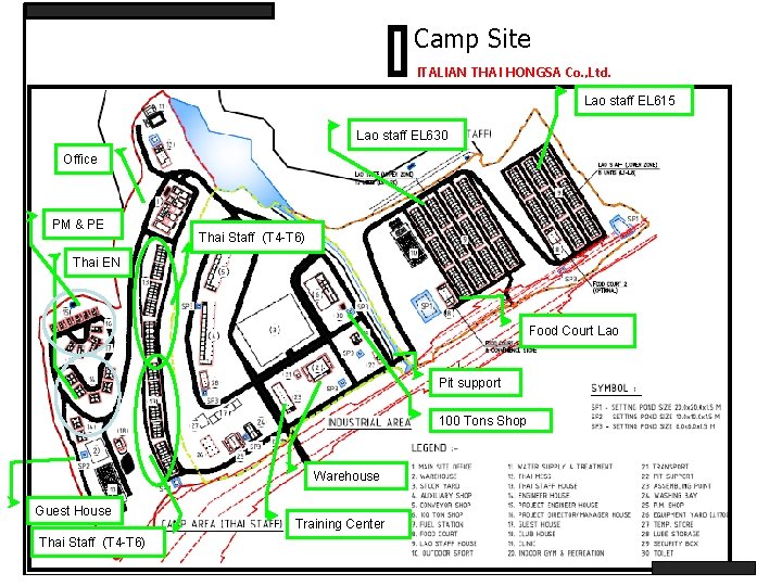 Camp Site ITALIAN THAI HONGSA Co. , Ltd. Lao staff EL 615 Lao staff