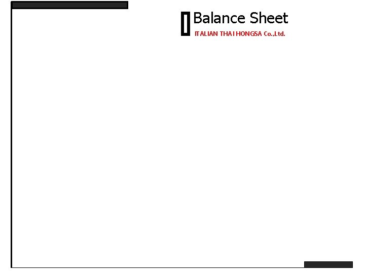 Balance Sheet ITALIAN THAI HONGSA Co. , Ltd. 