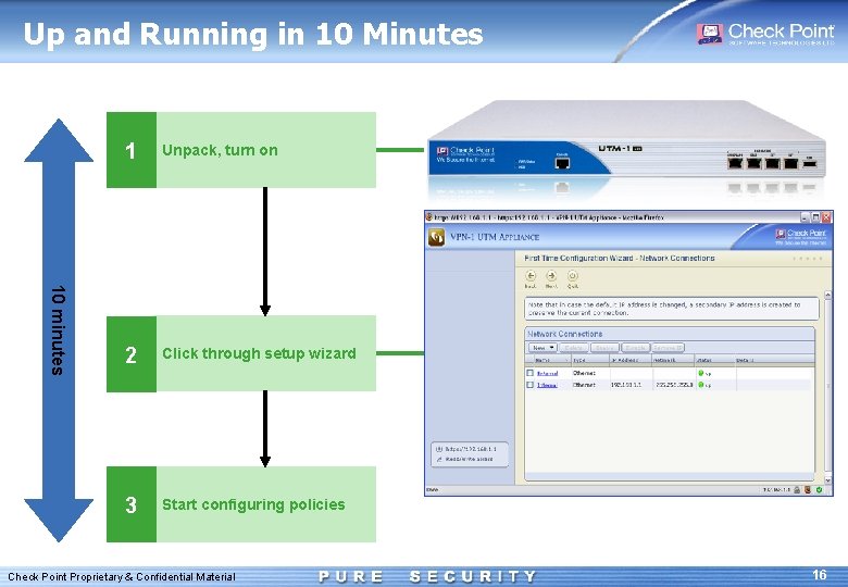 Up and Running in 10 Minutes 10 minutes 1 Unpack, turn on 2 Click